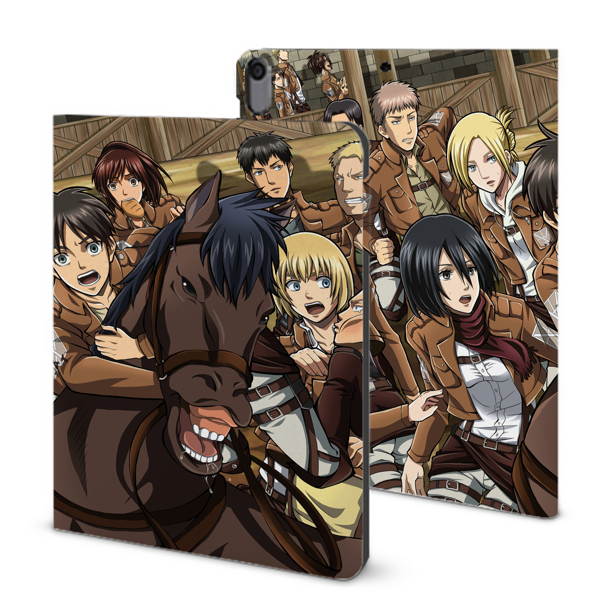 （画像用） 進撃の巨人 Attack on Titan IPad ケース ブック型 PUレザー TPU 耐衝撃 軽量 薄型 ペン収納なし 全面保護 IPad 各モデル対応